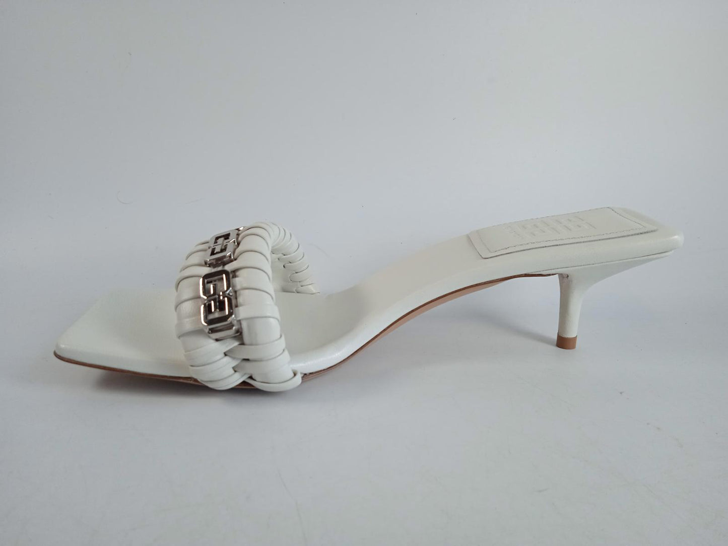 GIVENCHY Ladies White Leather Double G Chain Woven Mules Size EU40 UK7 NEW