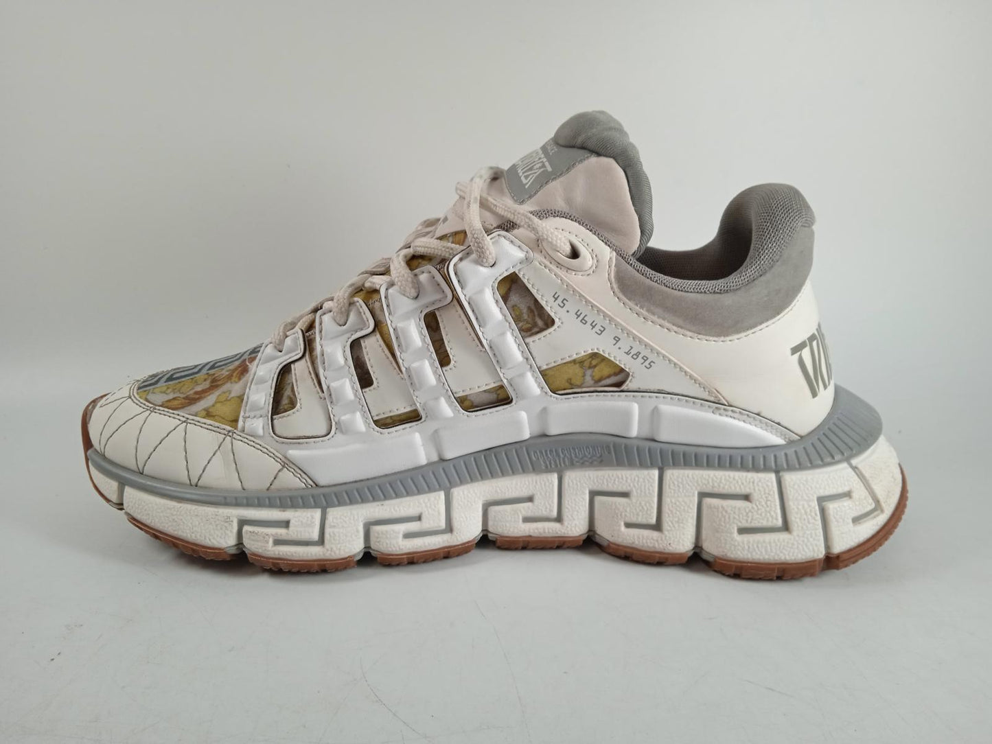 VERSACE Men's White & Grey Trigreca Chunky Lace-Up Trainers Size IT43 UK10 NEW