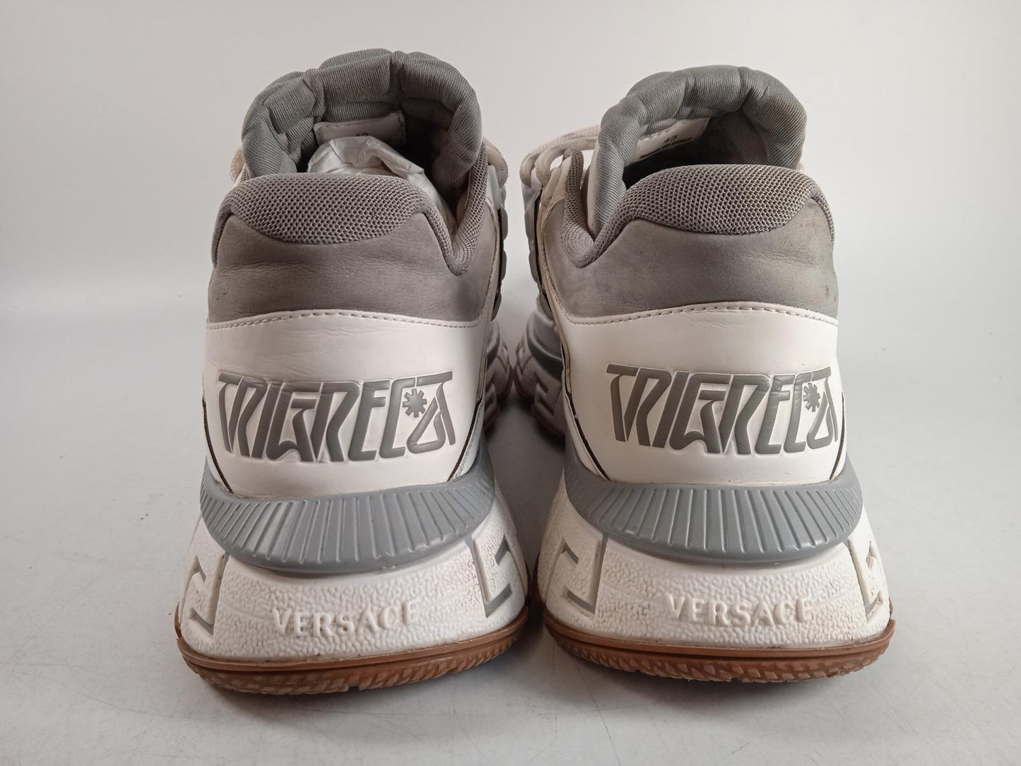 VERSACE Men's White & Grey Trigreca Chunky Lace-Up Trainers Size IT43 UK10 NEW