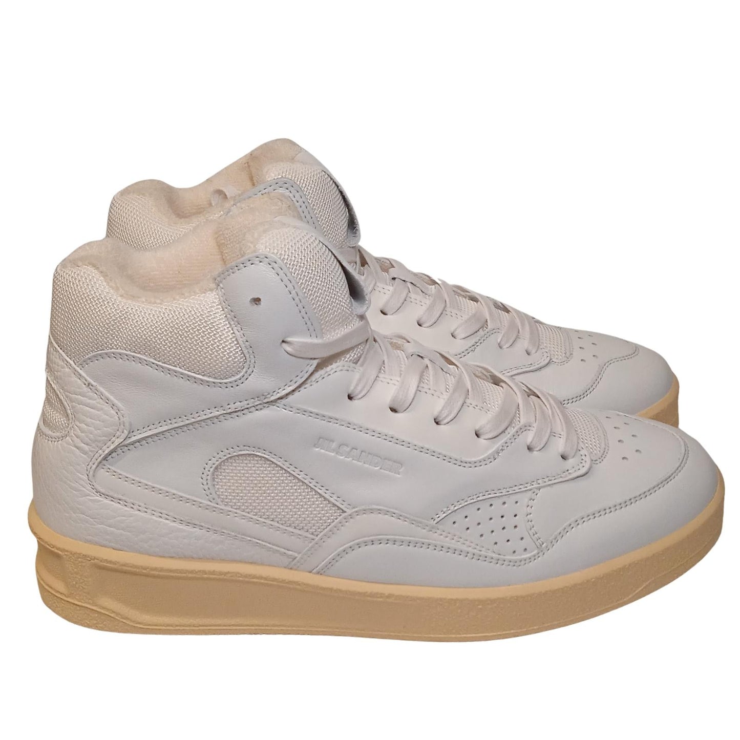 JIL SANDER Hi-Top Sneaker Men's White Leather Trainers EU39 UK5 RRP520 BNIB