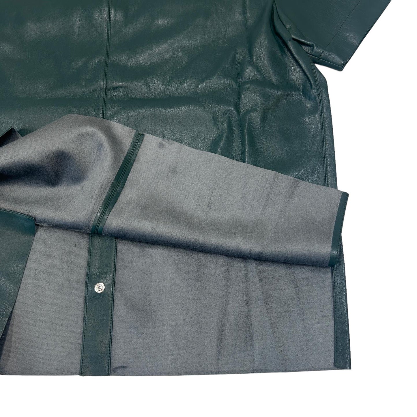 NANUSHKA Adam Vegan Leather Short Sleeve Popper Shirt Green S RRP365 BNWT