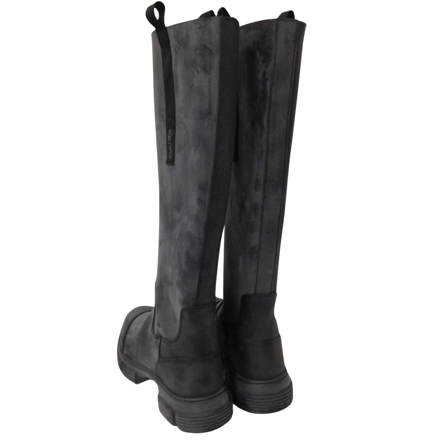 GANNI Rubber Knee High Toe Cap Boot Black Aged Ladies EU41 UK7 RRP445 BNIB