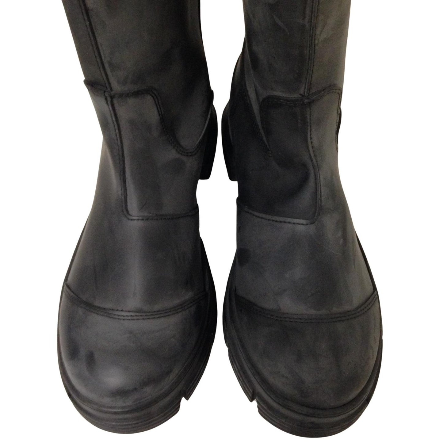 GANNI Rubber Knee High Toe Cap Boot Black Aged Ladies EU41 UK7 RRP445 BNIB