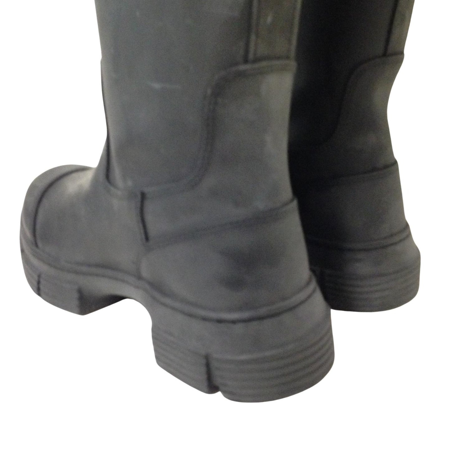 GANNI Knee High Boot Round Rubber Toe Cap Black Leather EU36 UK3 RRP375 BNIB