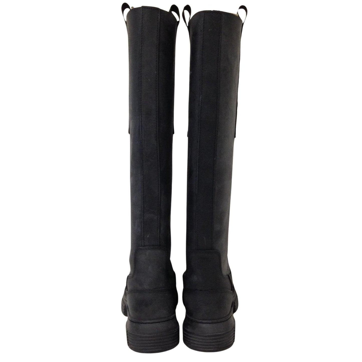 GANNI Knee High Boot Round Rubber Toe Cap Black Leather EU36 UK3 RRP375 BNIB