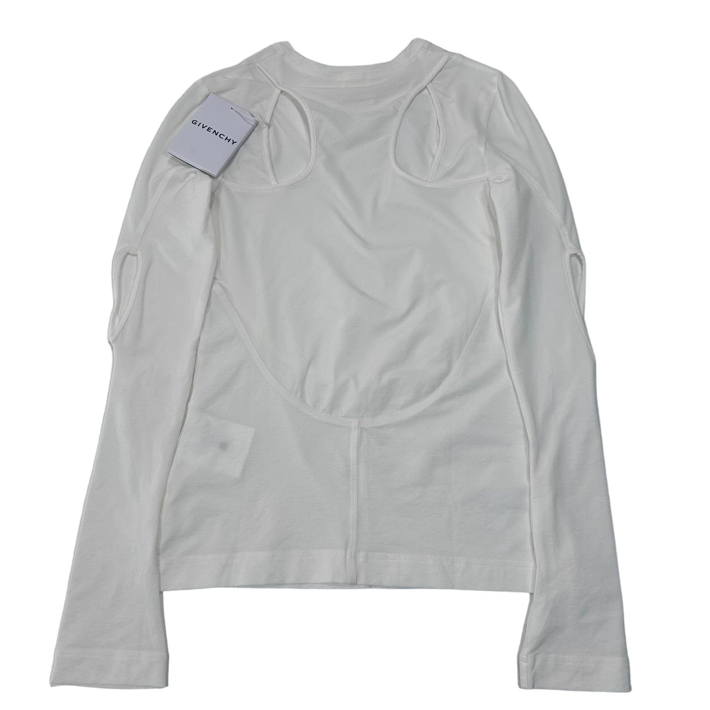 GIVENCHY Top Tee Long Sleeve Cut Out Back Detail Ladies White UK6 NEW RRP 765