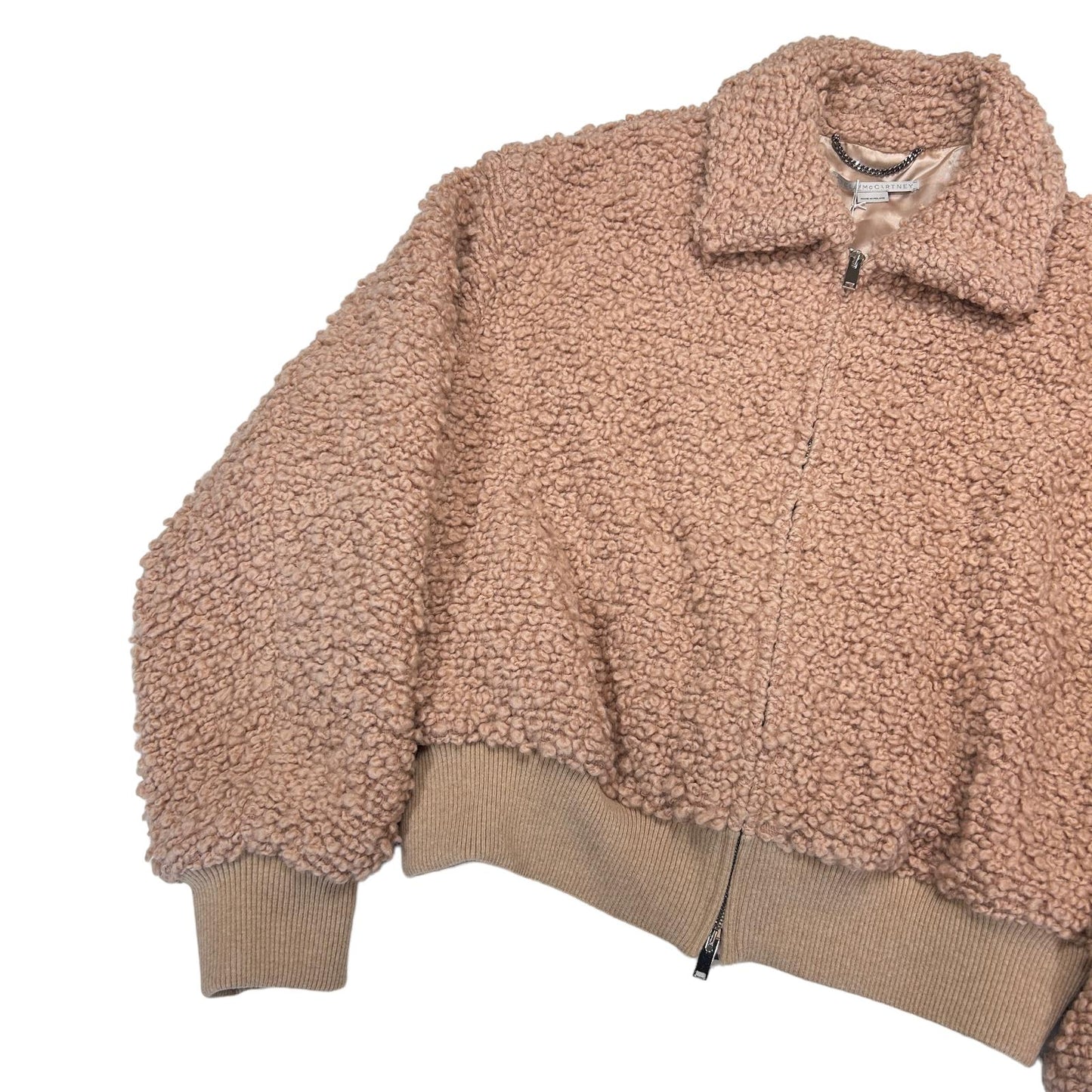 STELLA MCCARTNEY Teddy Brown Fleece Wool Jacket Shirt Shearling 12 NEW RRP 1295