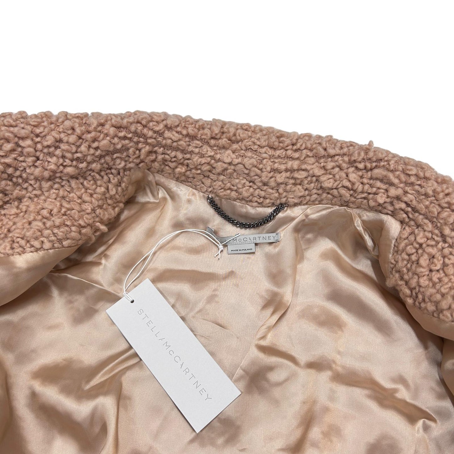 STELLA MCCARTNEY Teddy Brown Fleece Wool Jacket Shirt Shearling 12 NEW RRP 1295