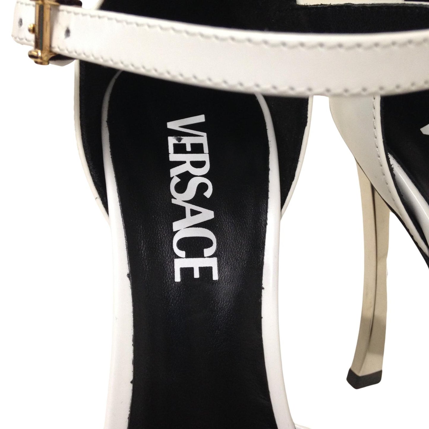 VERSACE Pin Point Heel Triple Strap White Leather Shoe EU36 UK3 RRP1200 BNIB