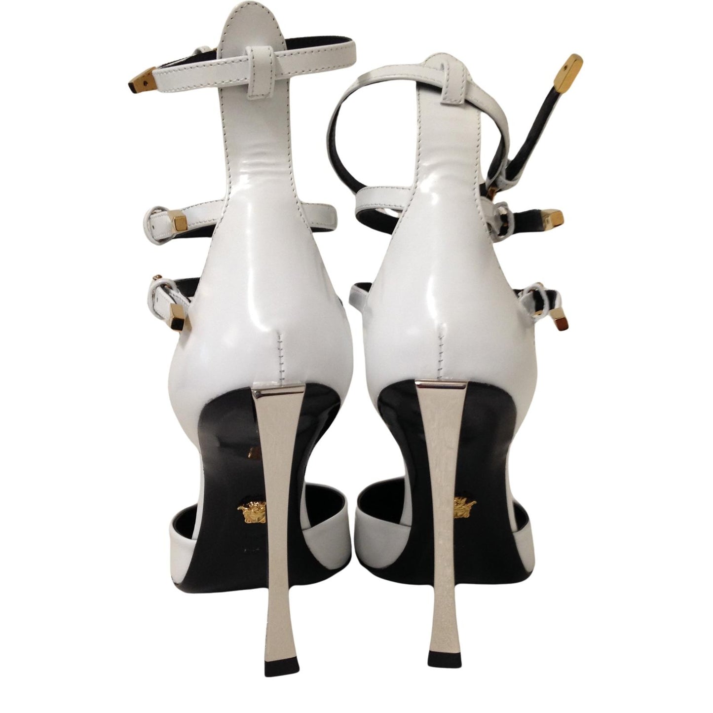 VERSACE Pin Point Heel Triple Strap White Leather Shoe EU36 UK3 RRP1200 BNIB