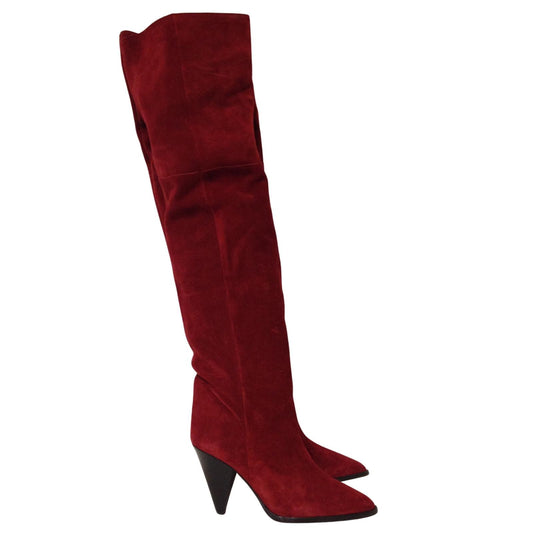 ISABEL MARANT Riria Slouch Boot Knee High Point Red Suede EU39 UK6 RRP1000 BNIB