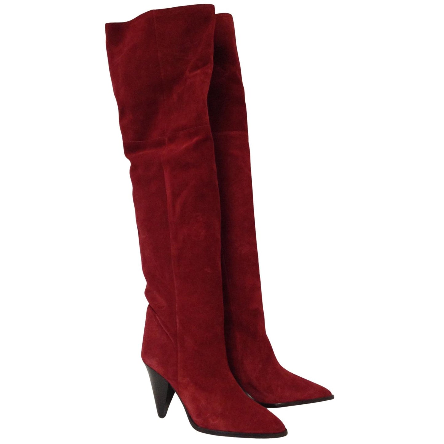 ISABEL MARANT Riria Slouch Boot Knee High Point Red Suede EU39 UK6 RRP1000 BNIB