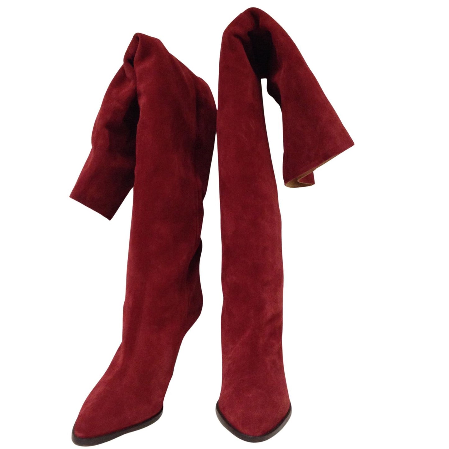 ISABEL MARANT Riria Slouch Boot Knee High Point Red Suede EU39 UK6 RRP1000 BNIB