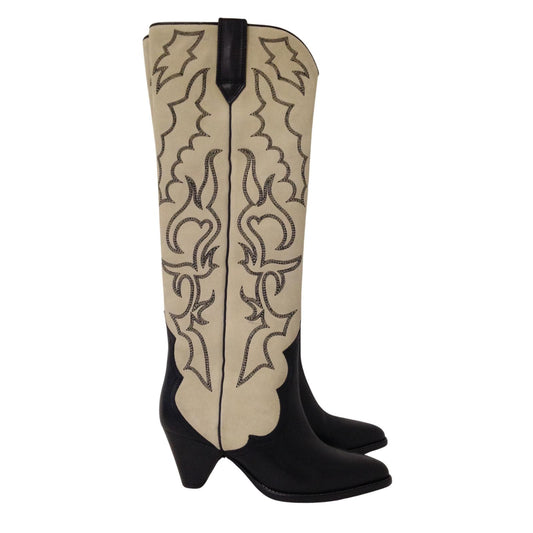 ISABEL MARANT Liela Cowboy Boot Knee High Beige Leather EU38 UK5 RRP1000 BNIB