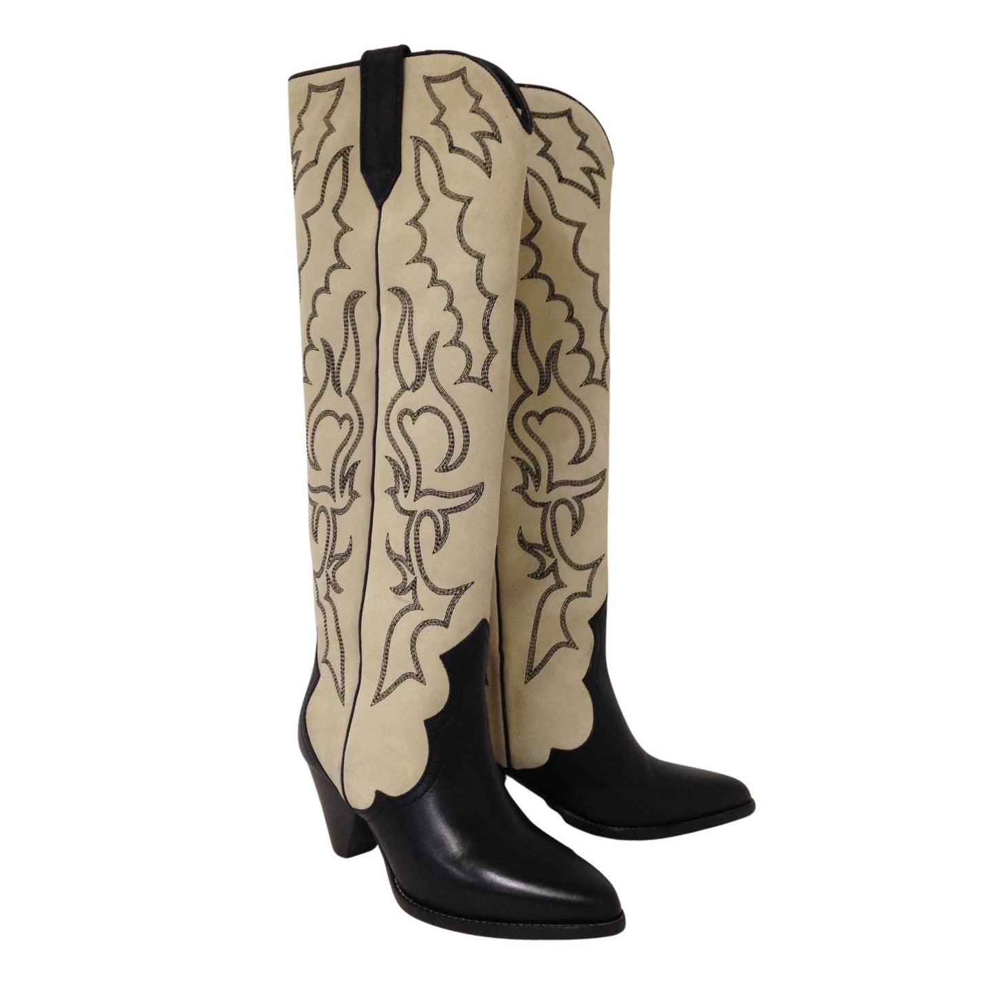ISABEL MARANT Liela Cowboy Boot Knee High Beige Leather EU38 UK5 RRP1000 BNIB