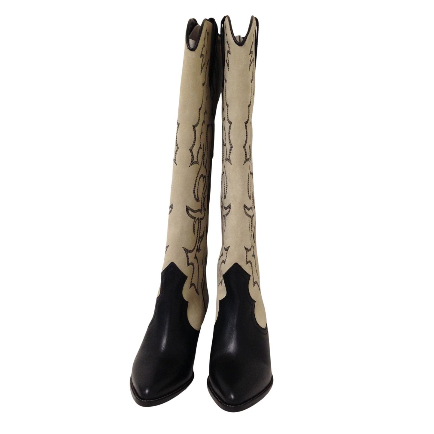 ISABEL MARANT Liela Cowboy Boot Knee High Beige Leather EU38 UK5 RRP1000 BNIB