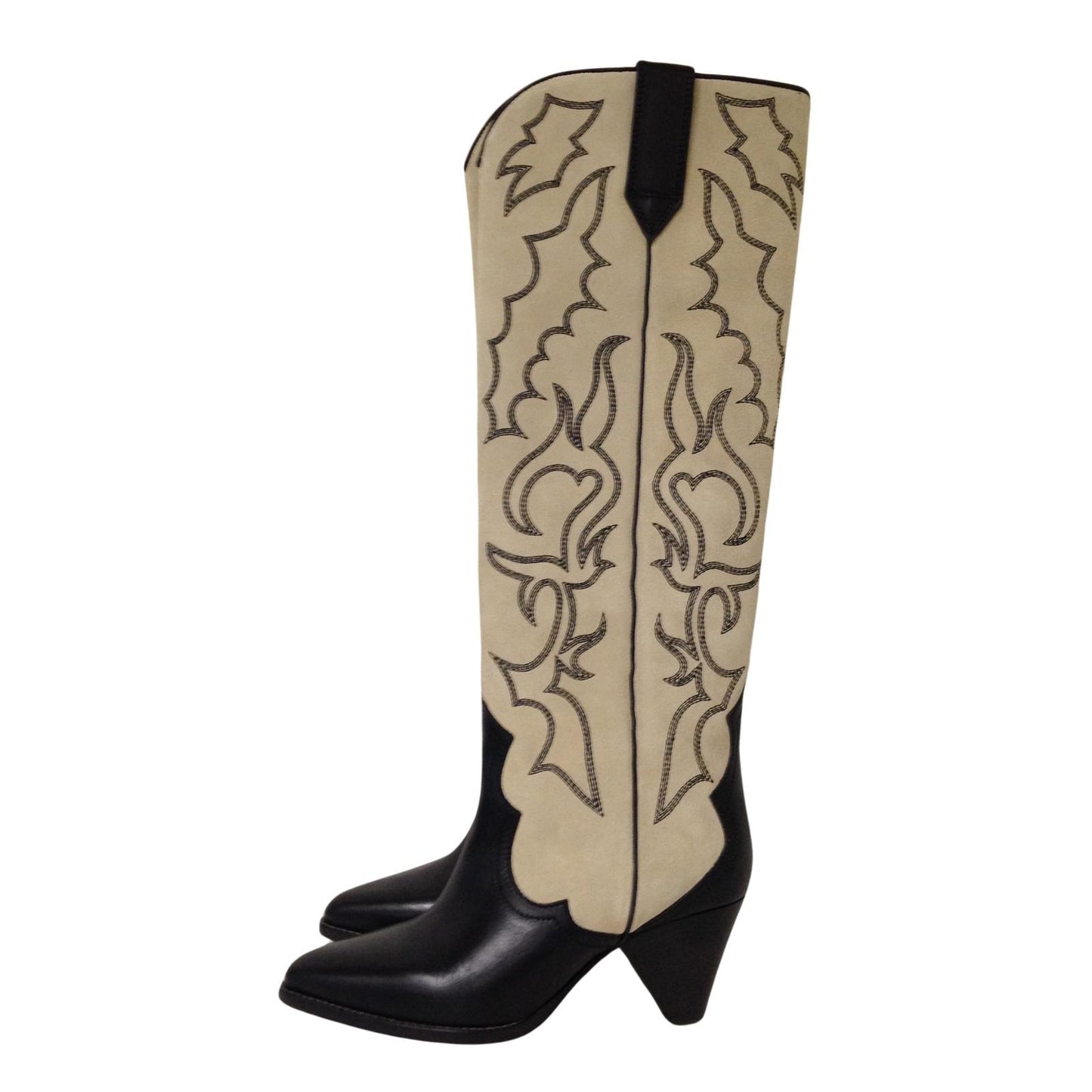 ISABEL MARANT Liela Cowboy Boot Knee High Beige Leather EU38 UK5 RRP1000 BNIB