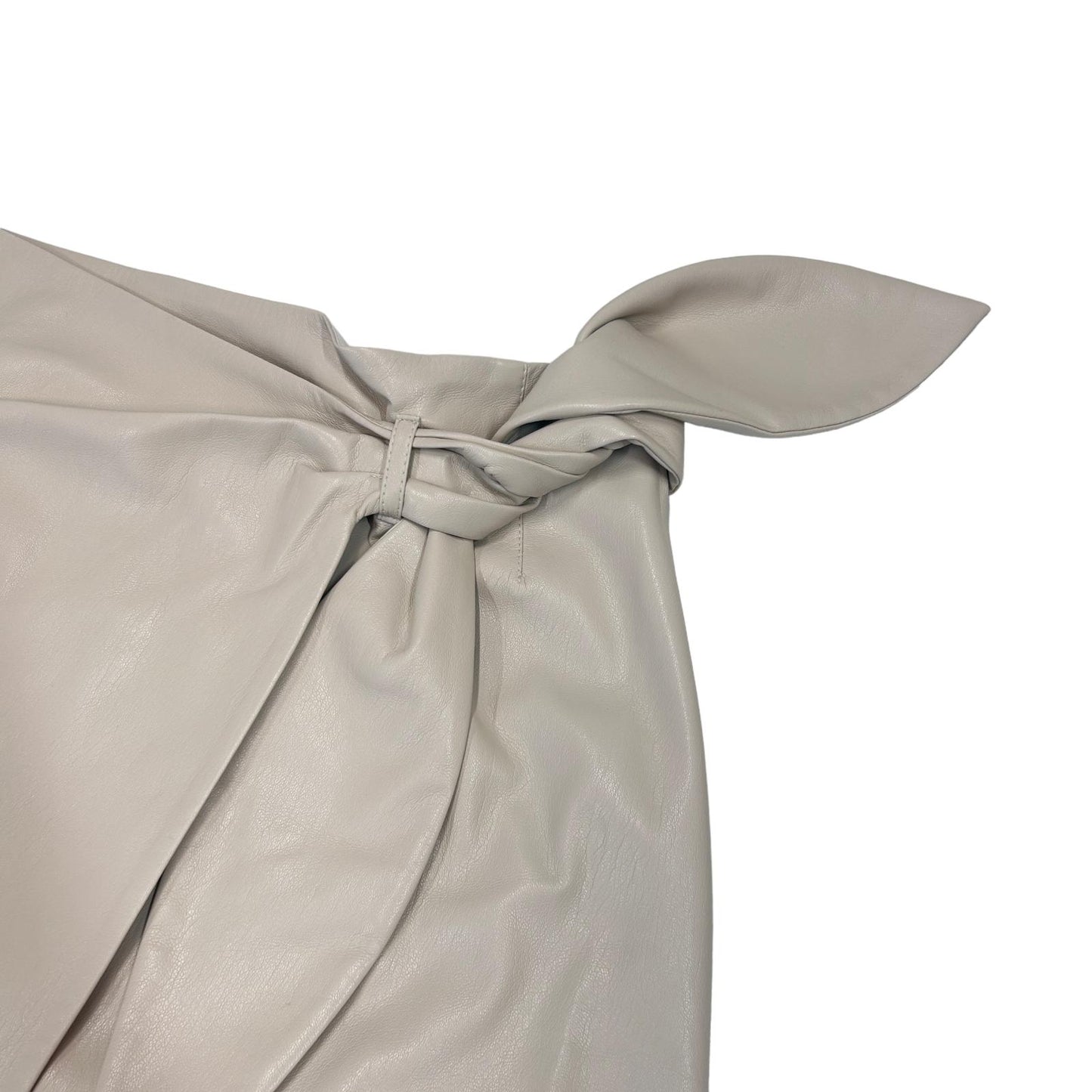 NANUSHKA Amas Skirt Vegan Leather Knee Length Wrap Tie Beige XL RRP375 BNWT