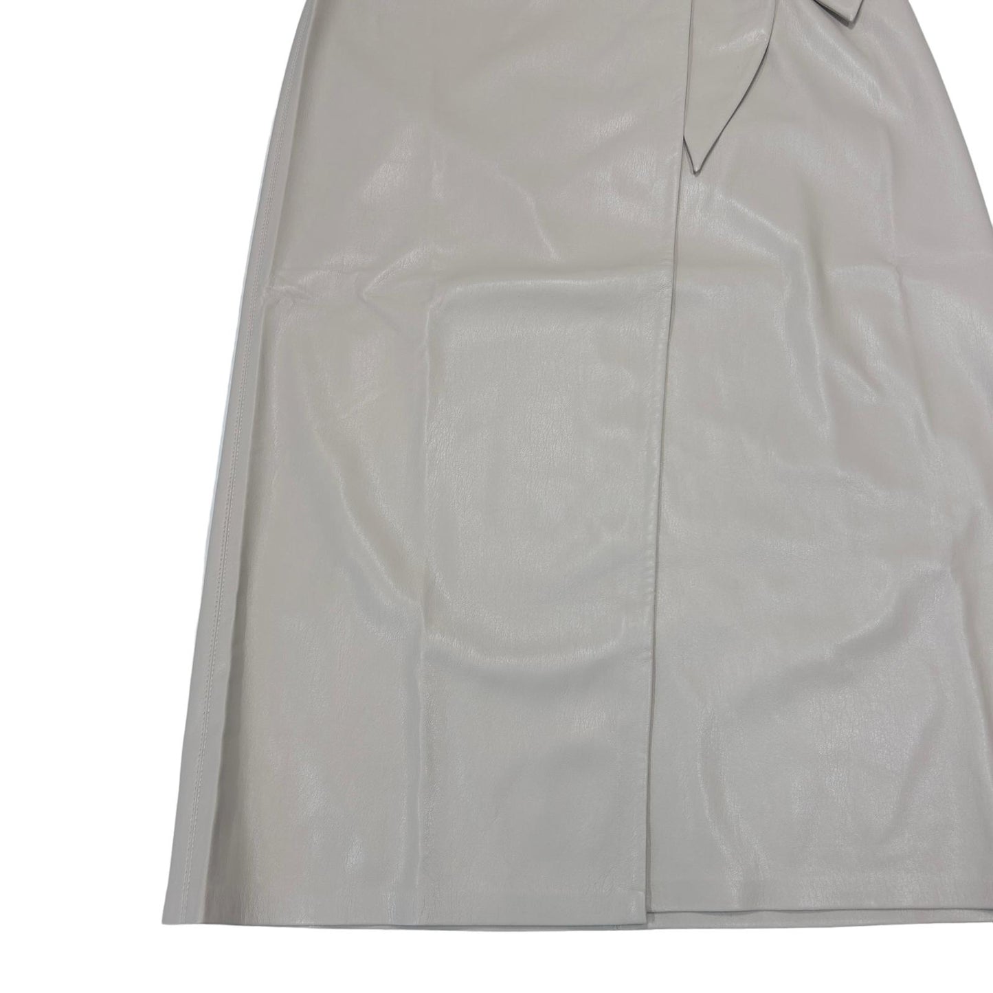 NANUSHKA Amas Skirt Vegan Leather Knee Length Wrap Tie Beige S RRP375 BNWT