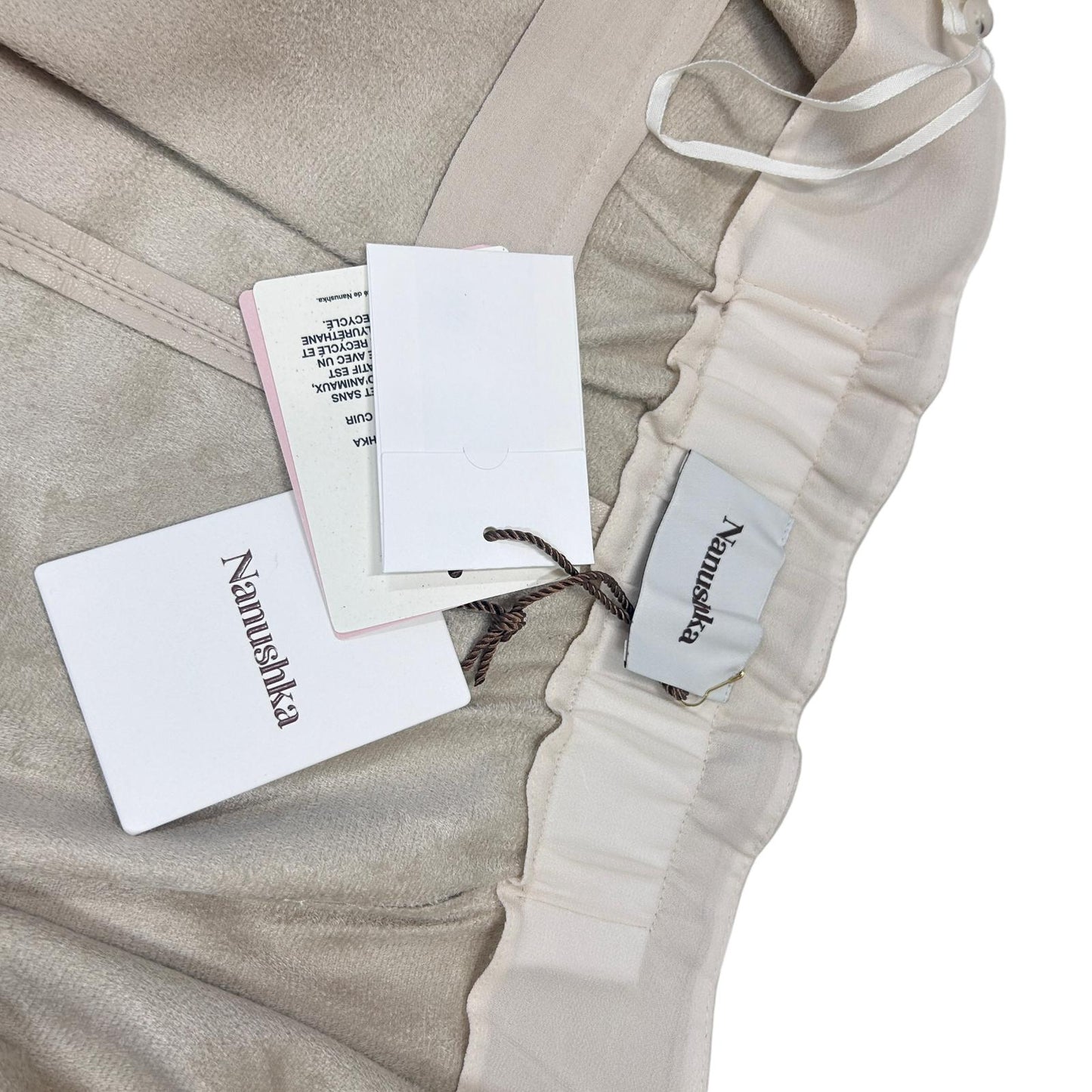 NANUSHKA Amas Skirt Vegan Leather Knee Length Wrap Tie Beige XS RRP375 BNWT