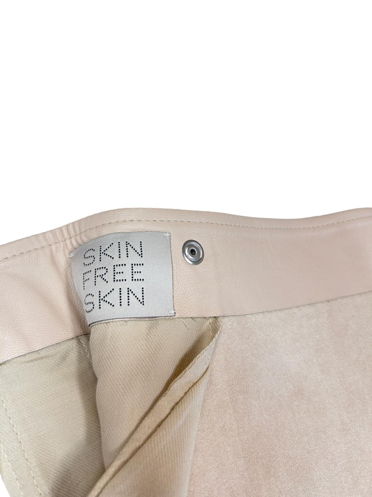 STELLA MCCARTNEY Skirt Side Split Fringe Faux Leather Beige IT40 UK8 RRP795 BNWT