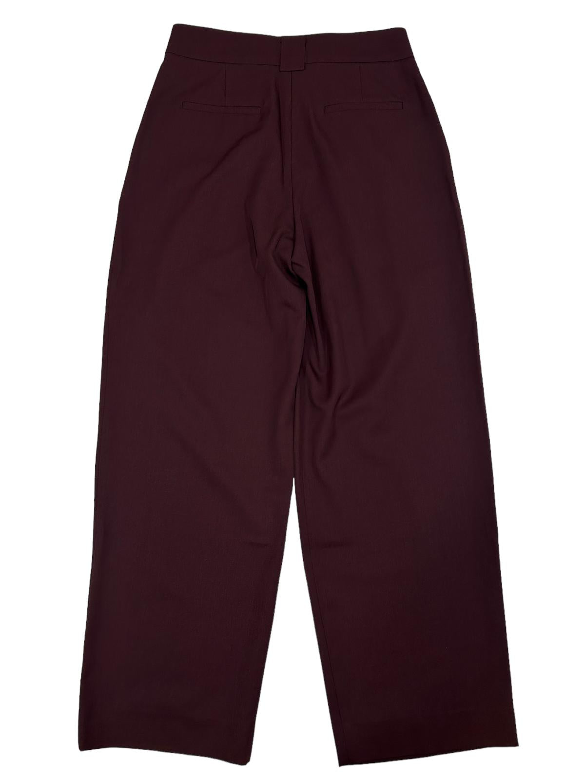 REJINA PYO Freya High Waist Wide Leg Trousers Burgundy Red UK14 RRP395 BNWT