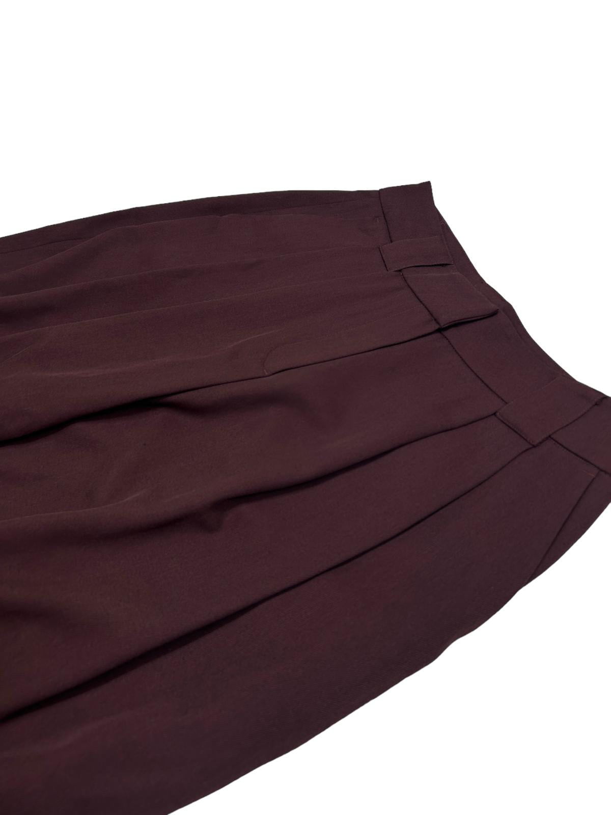 REJINA PYO Freya High Waist Wide Leg Trousers Burgundy Red UK16 RRP395 BNWT