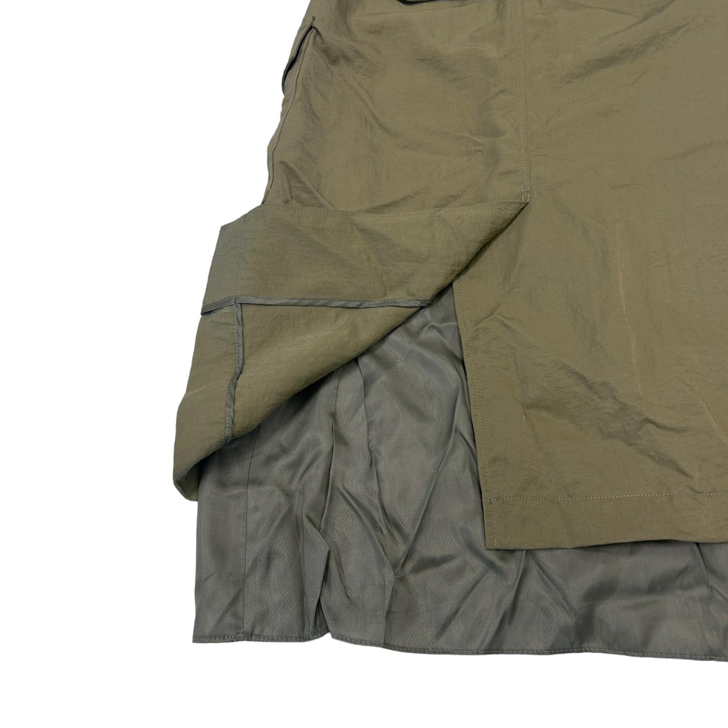 REJINA PYO Leah Zip Asymmetric Layered Midi Skirt Khaki Green UK6 RRP325 BNWT