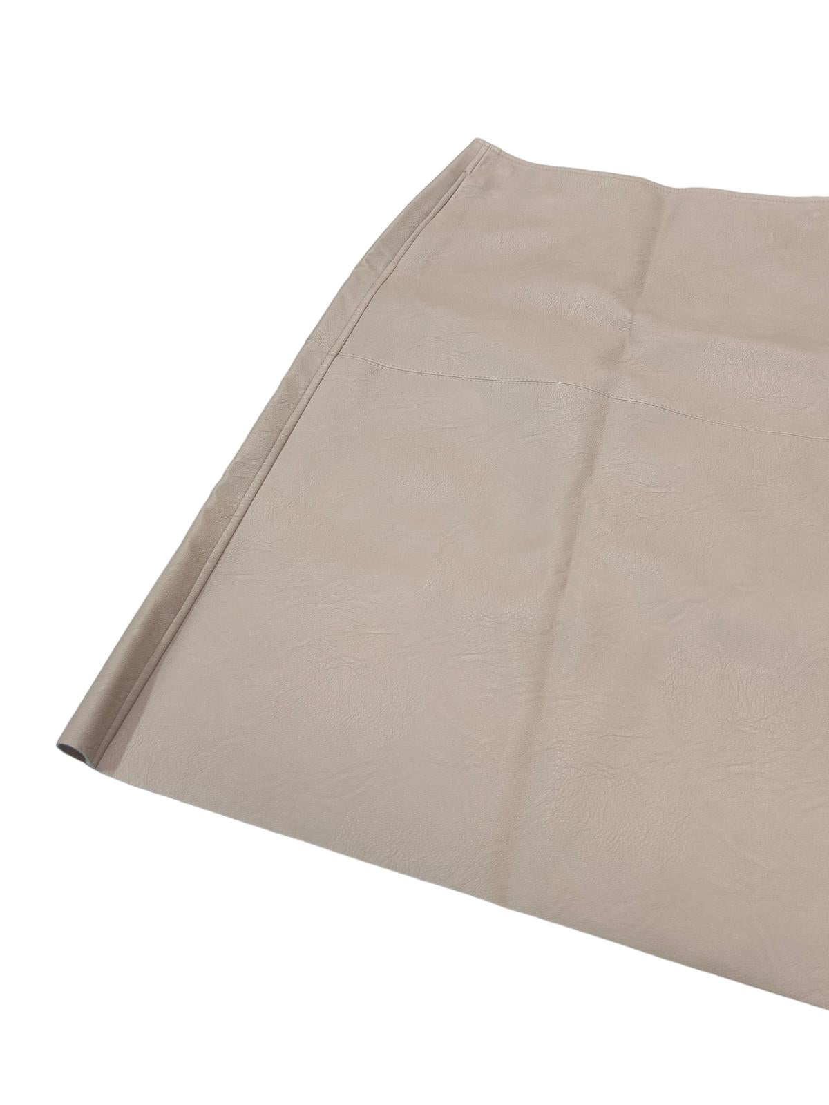 STELLA MCCARTNEY Skirt Split Fringe Faux Leather Beige IT42 UK10 RRP795 BNWT