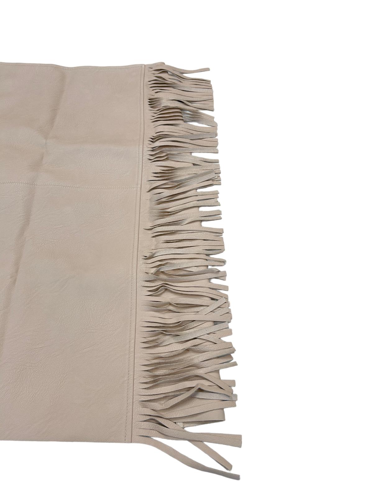 STELLA MCCARTNEY Skirt Split Fringe Faux Leather Beige IT42 UK10 RRP795 BNWT