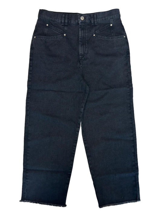ISABEL MARANT Dilali Jeans Wide Leg Cropped Ladies Black Denim UK16 NEW RRP 295