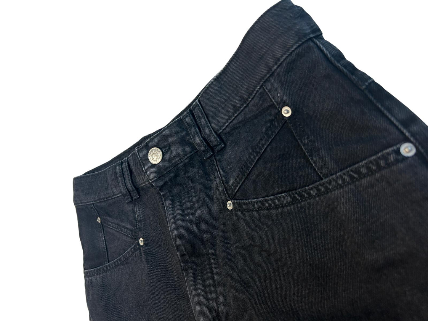 ISABEL MARANT Dilali Jeans Wide Leg Cropped Ladies Black Denim UK12 NEW RRP 295