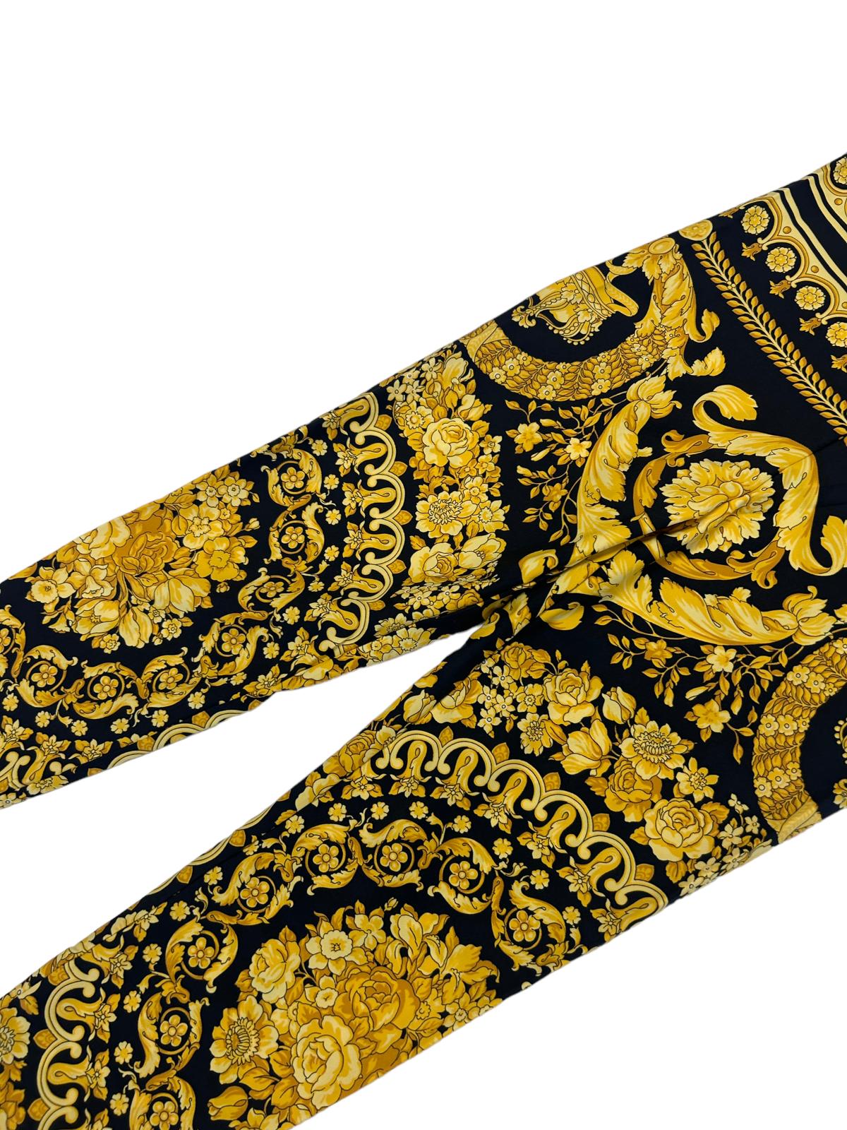 VERSACE Ladies Trouser Barocco Print Yellow Black Leggings UK4 NEW RRP 790
