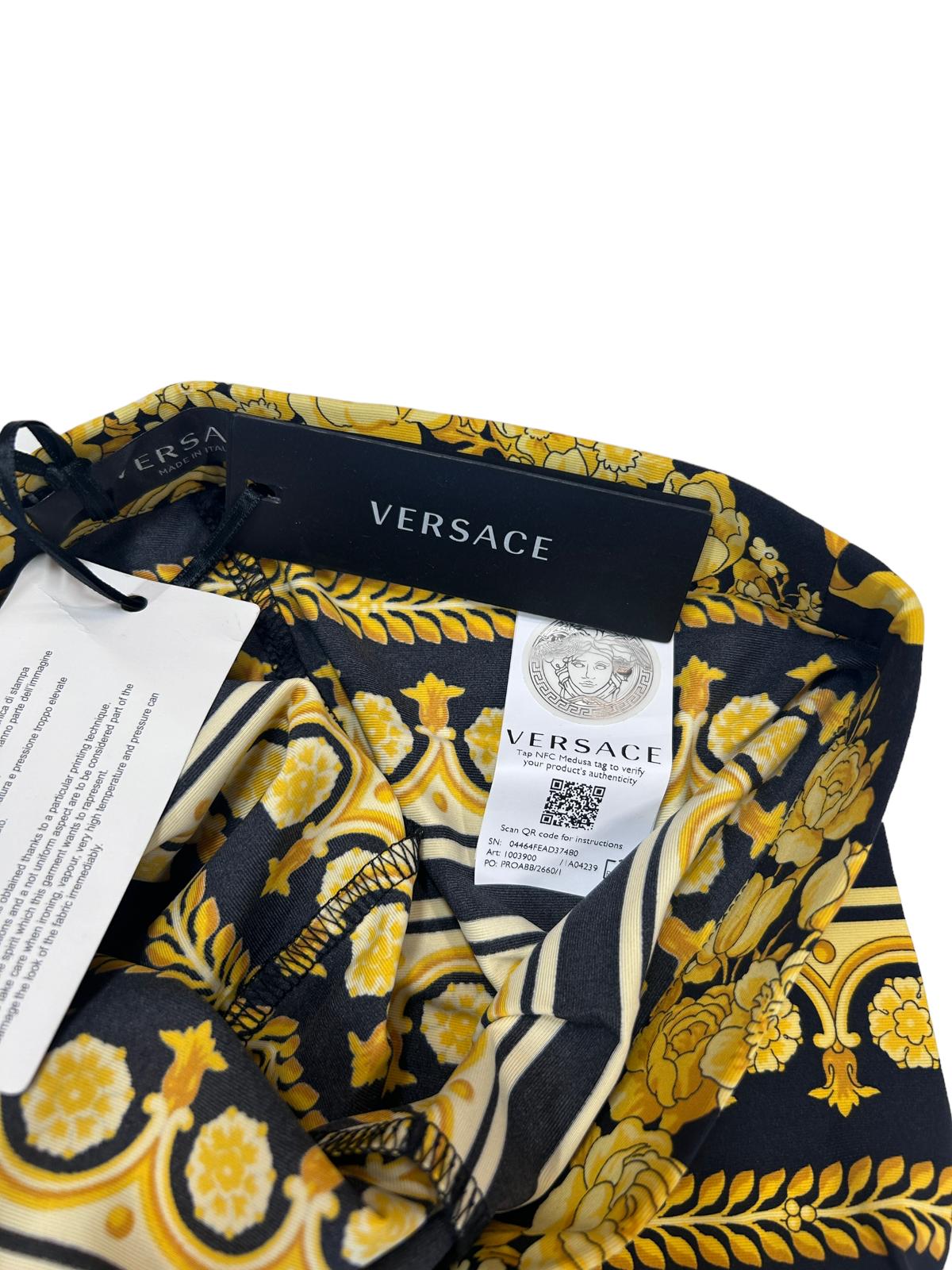 VERSACE Ladies Trouser Barocco Print Yellow Black Leggings UK4 NEW RRP 790