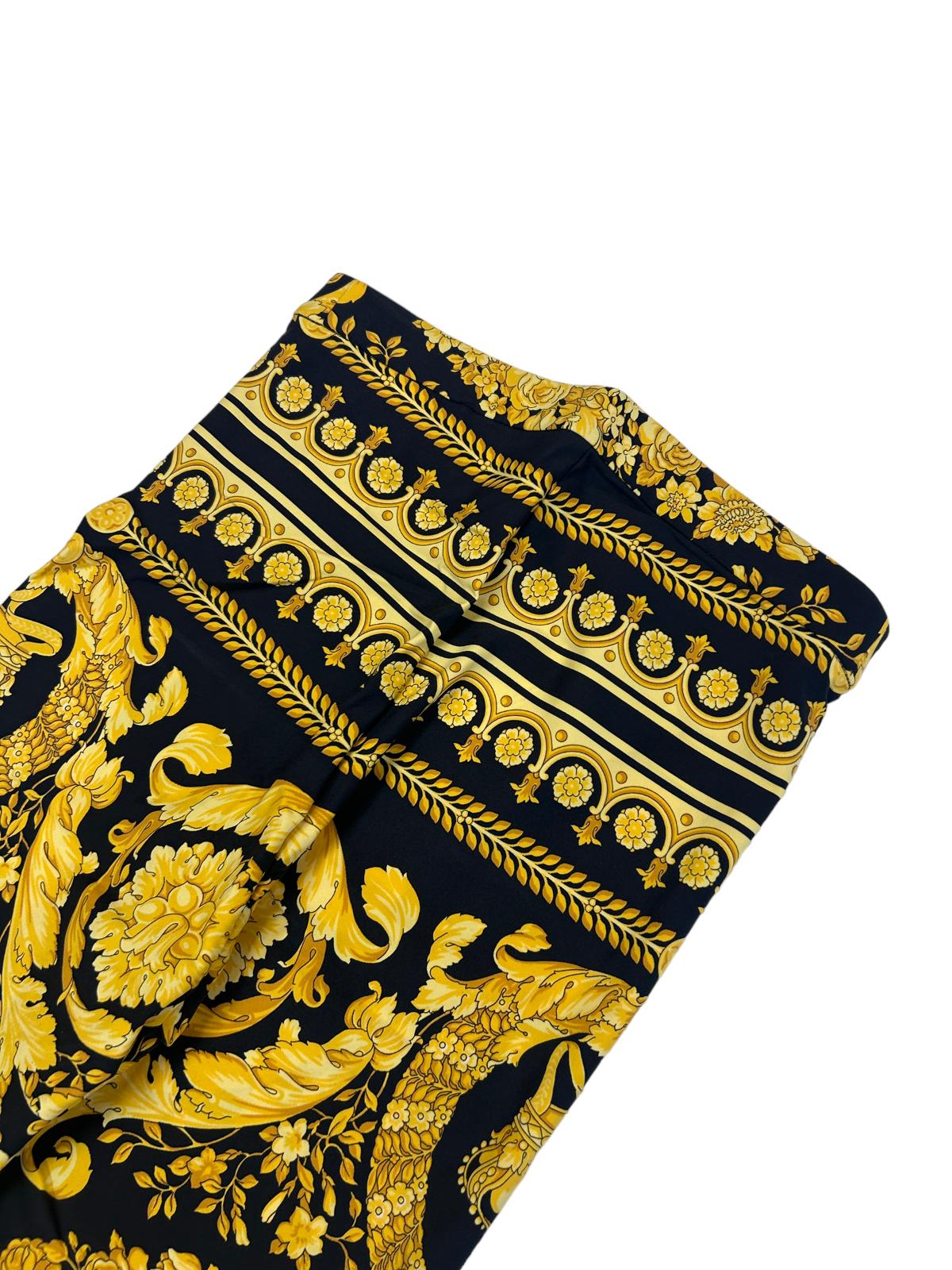 VERSACE Ladies Trouser Barocco Print Yellow Black Leggings UK4 NEW RRP 790