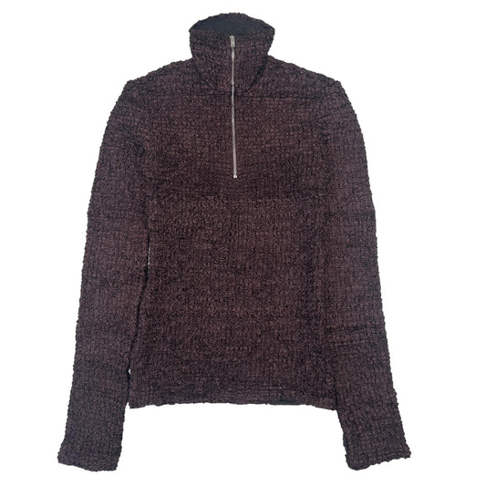 NANUSHKA Flora Top High Neck Long Sleeve Half Zip Brown Jumper 2XS NEW RRP 445