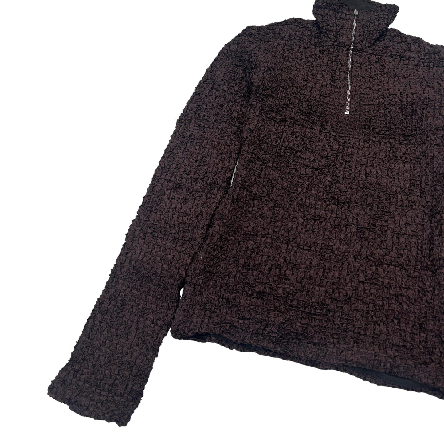 NANUSHKA Flora Top High Neck Long Sleeve Half Zip Brown Jumper 2XS NEW RRP 445