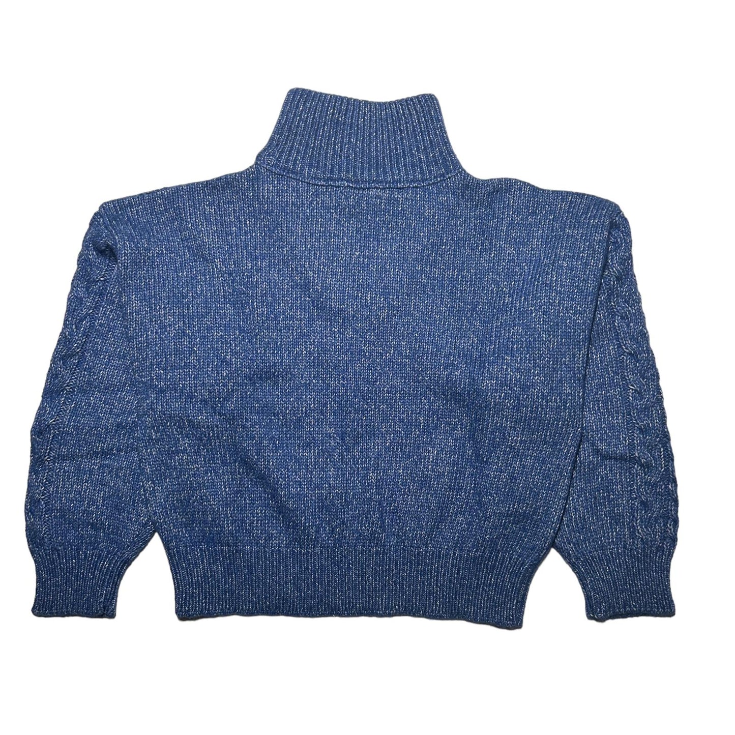 GANNI High Neck Long Sleeve Zip Ladies Cable Knit Sweater Blue XL NEW RRP 325