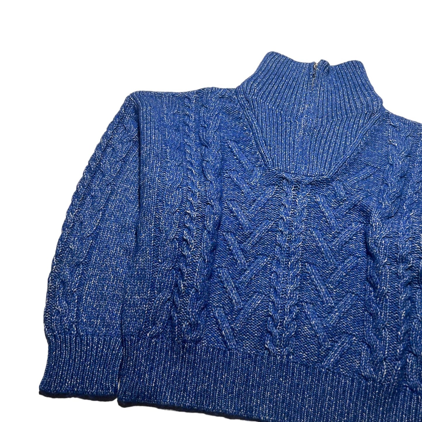 GANNI High Neck Long Sleeve Zip Ladies Cable Knit Sweater Blue XL NEW RRP 325
