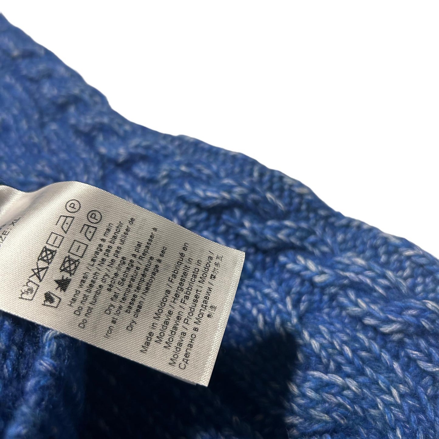 GANNI High Neck Long Sleeve Zip Ladies Cable Knit Sweater Blue XL NEW RRP 325