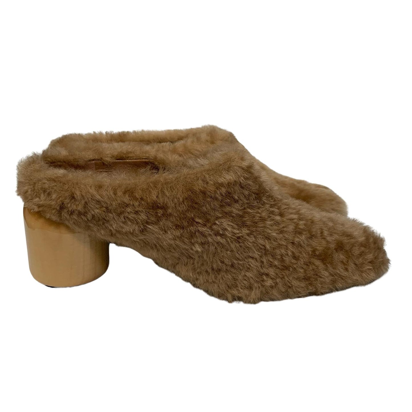 JIL SANDER 65 Stoe Mule Ladies Brown Shearling Midi Heel Shoe UK5 NEW RRP 630