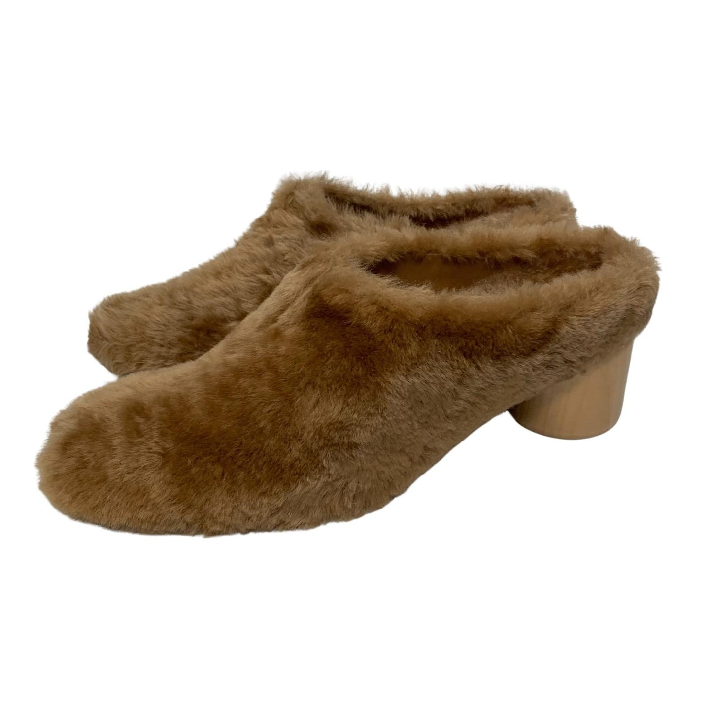 JIL SANDER 65 Stoe Mule Ladies Brown Shearling Midi Heel Shoe UK5 NEW RRP 630