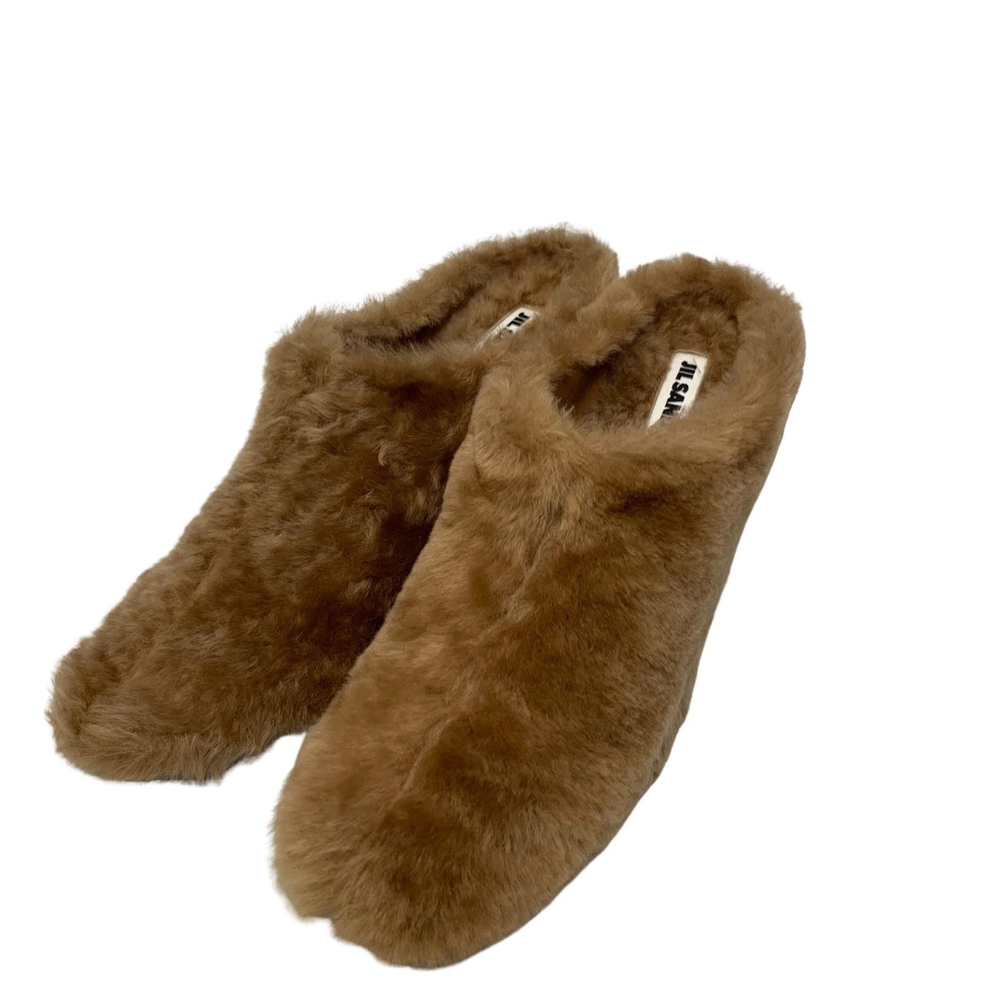 JIL SANDER 65 Stoe Mule Ladies Brown Shearling Midi Heel Shoe UK5.5 NEW RRP 630