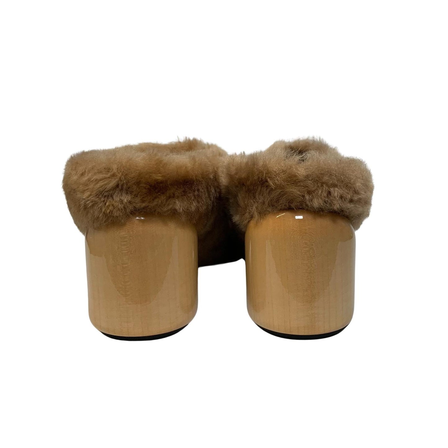JIL SANDER 65 Stoe Mule Ladies Brown Shearling Midi Heel Shoe UK4.5 NEW RRP 630