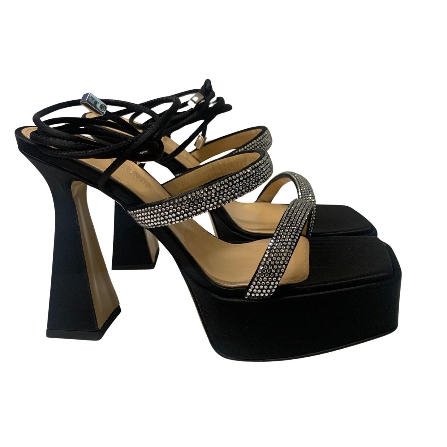 MACH & MACH Devon 140 Platform Heel Crystal Shoes Black IT38 UK5 RRP955 BNIB