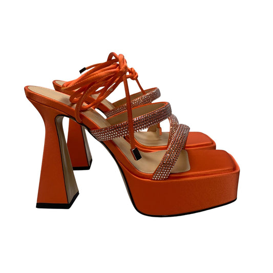 MACH & MACH Devon 140 Platform Heel Crystal Shoes Orange IT37 UK4 RRP955 BNIB