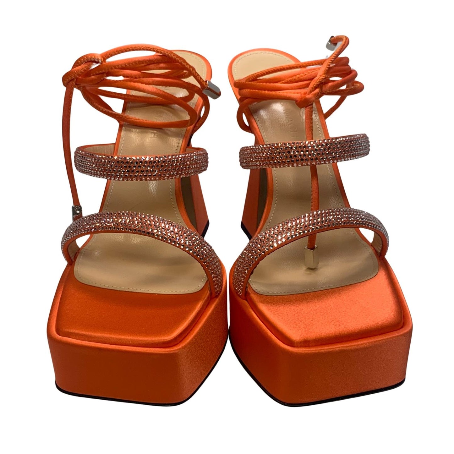 MACH & MACH Devon 140 Platform Heel Crystal Shoes Orange IT38 UK5 RRP955 BNIB
