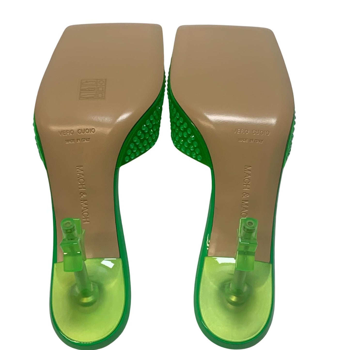 MACH & MACH Star Crystal 95 High Heel Mule Shoes Green IT38 UK5 RRP905 BNIB