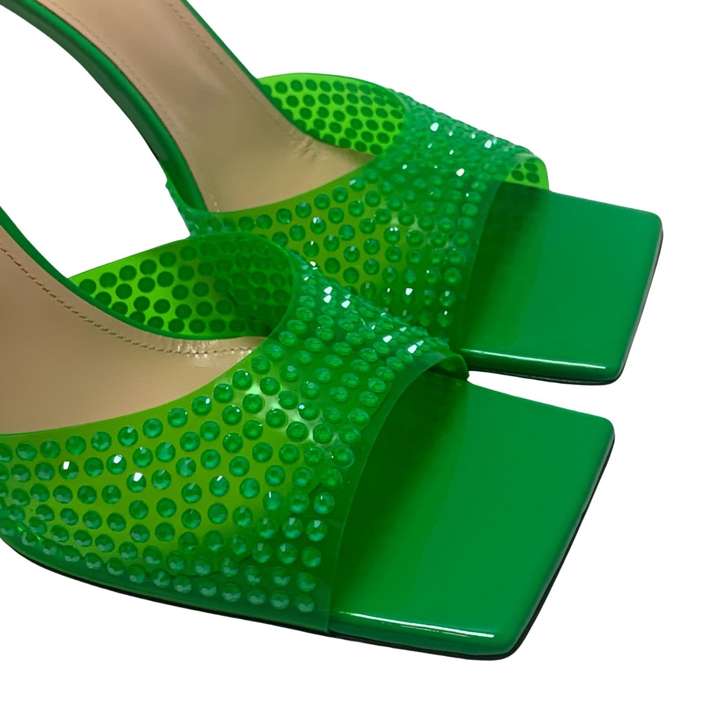MACH & MACH Star Crystal 95 High Heel Mule Shoes Green IT37 UK4 RRP905 BNIB