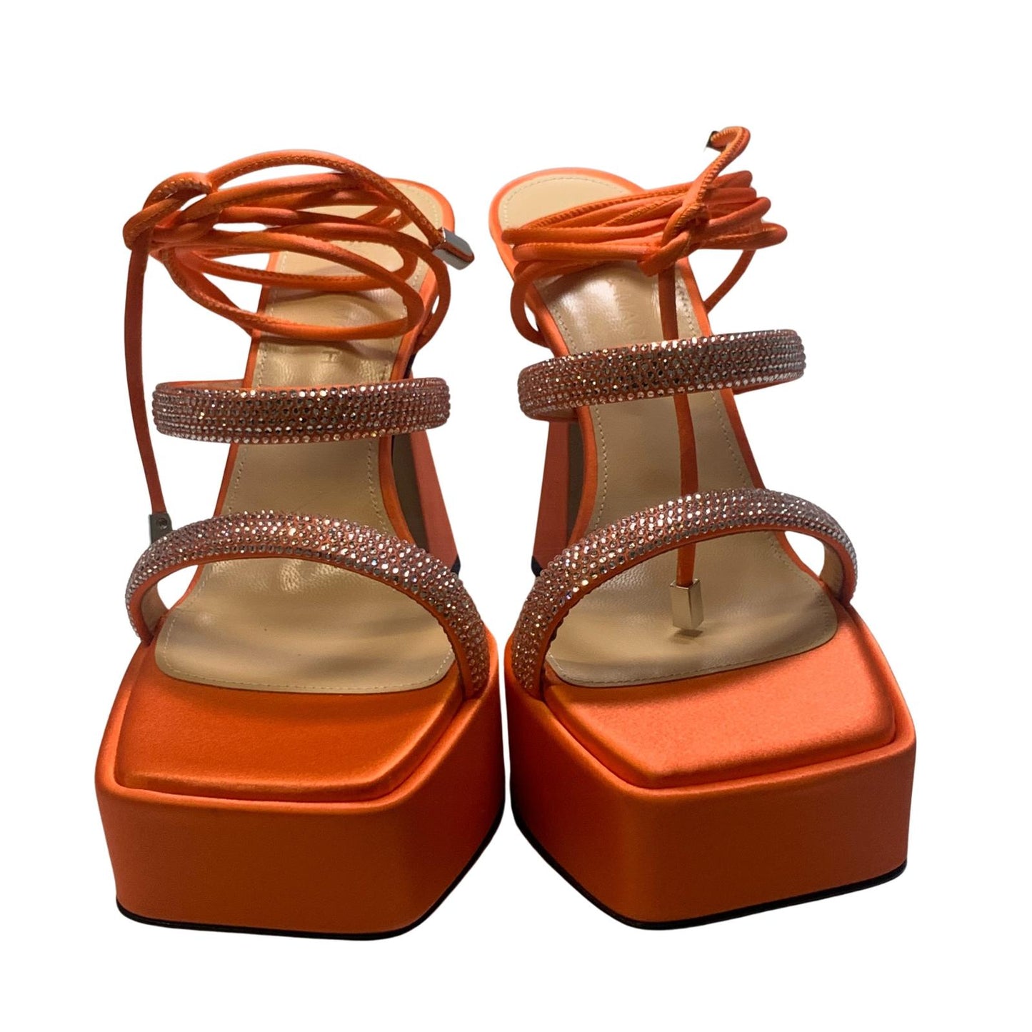 MACH & MACH Devon 140 Platform Heel Crystal Shoes Orange IT41 UK8 RRP955 BNIB